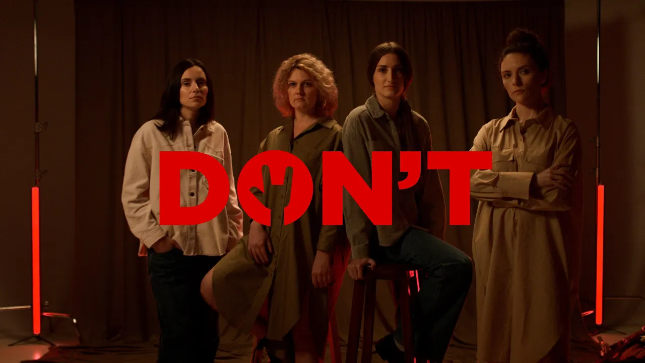 Four women in a studio with the caption DON'T — video cover