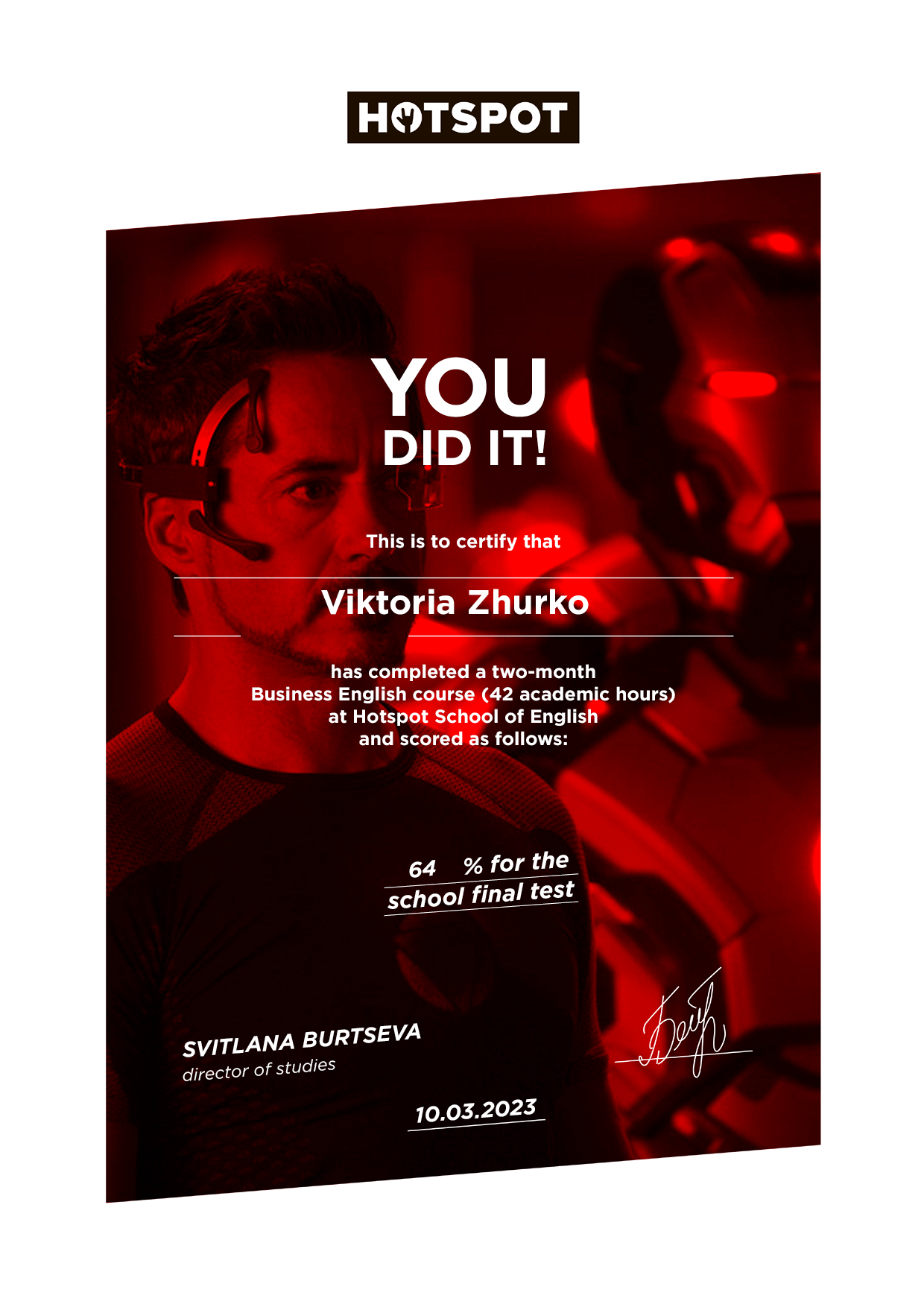 Сертифікат: Viktoria Zhurko Business English_38